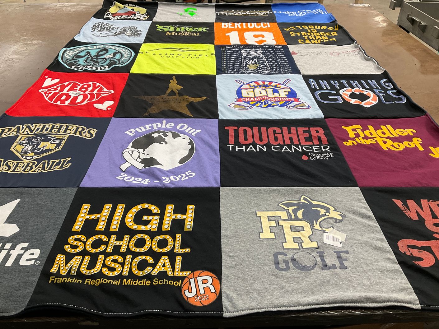 T-shirt quilt featuring franklin regional middle school golf by Kara from PA