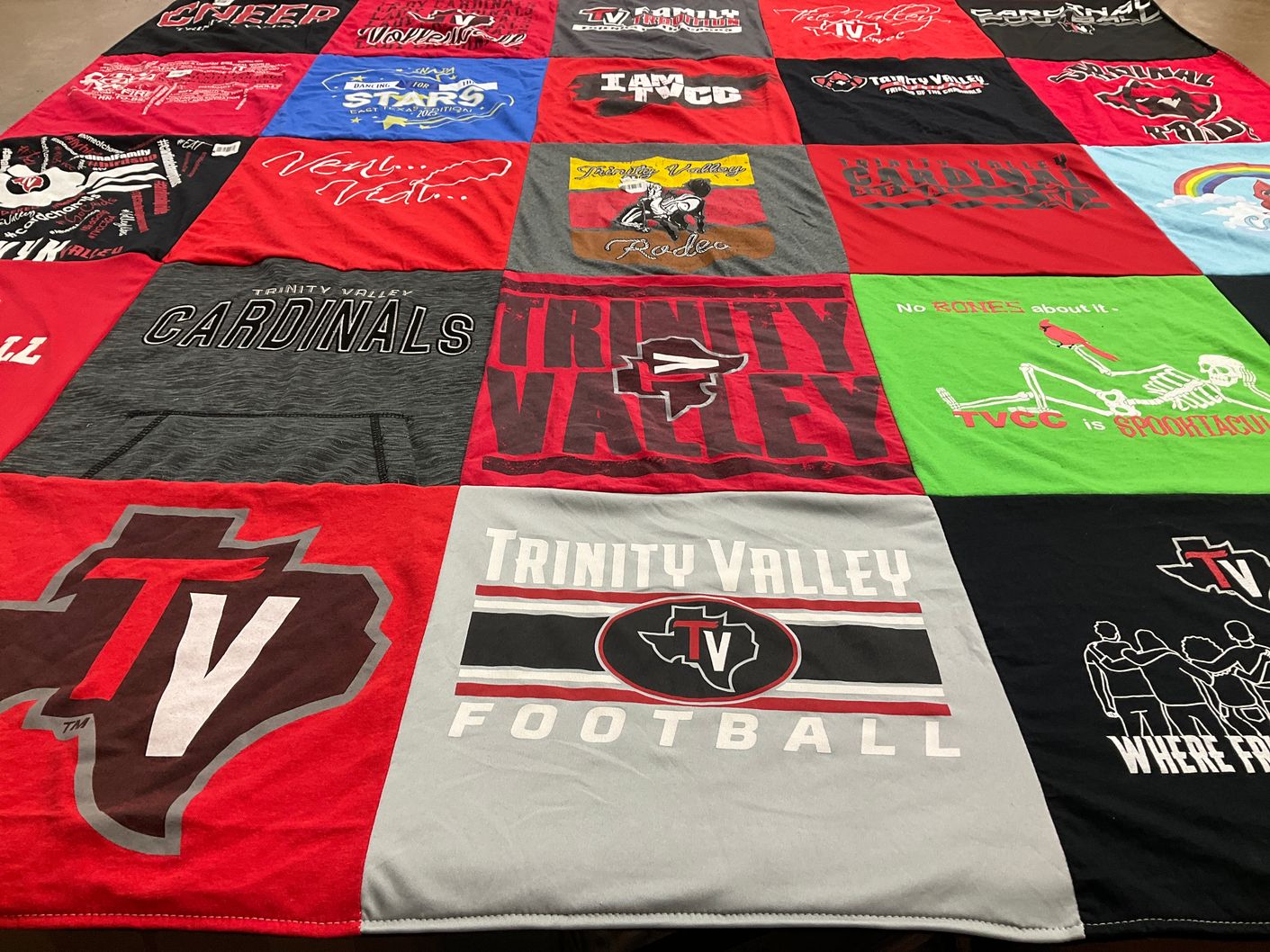 T-shirt quilt featuring trinity valley cardinals by Jason from TX