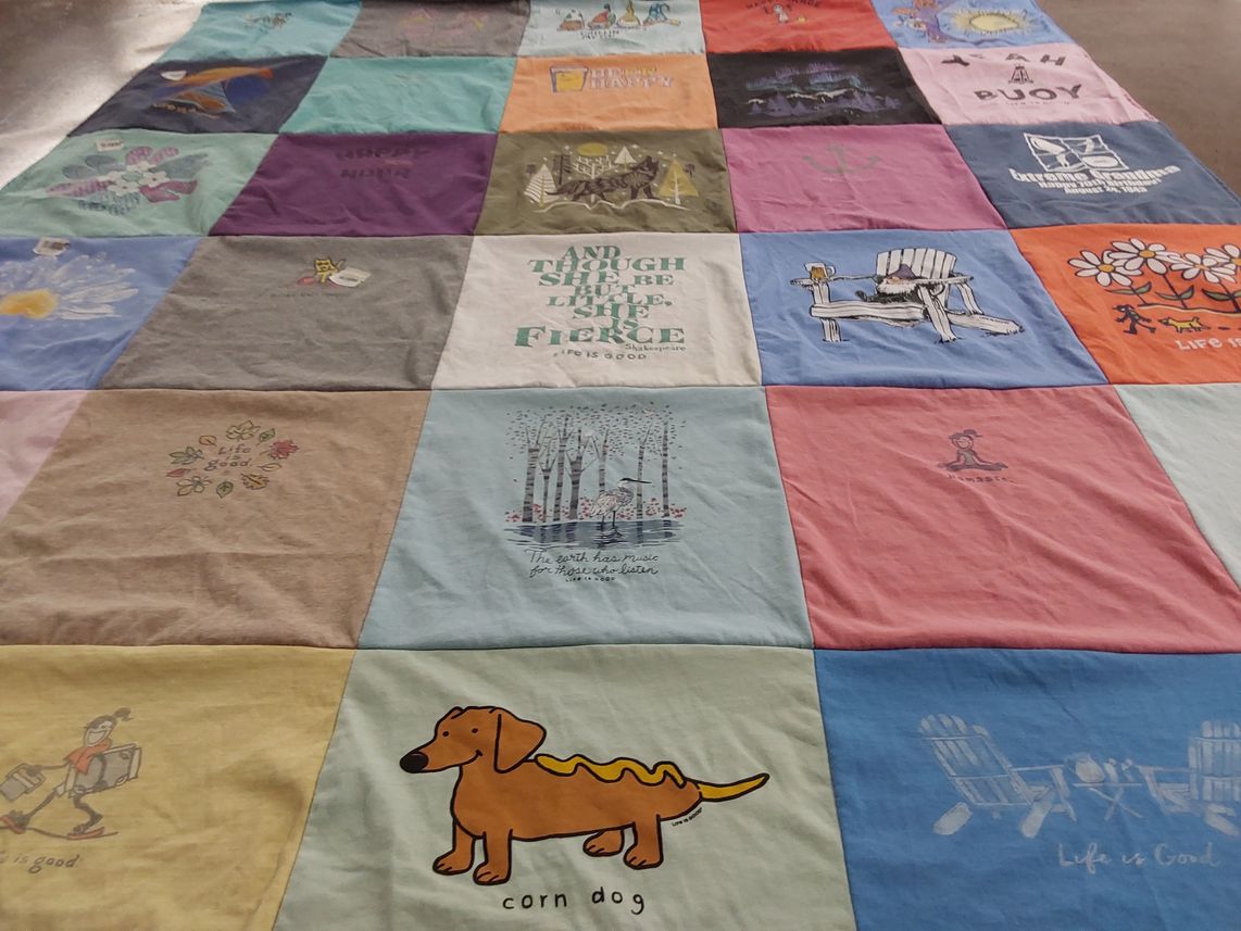 T-shirt quilt with outdoors, nature themes by Mary from MN