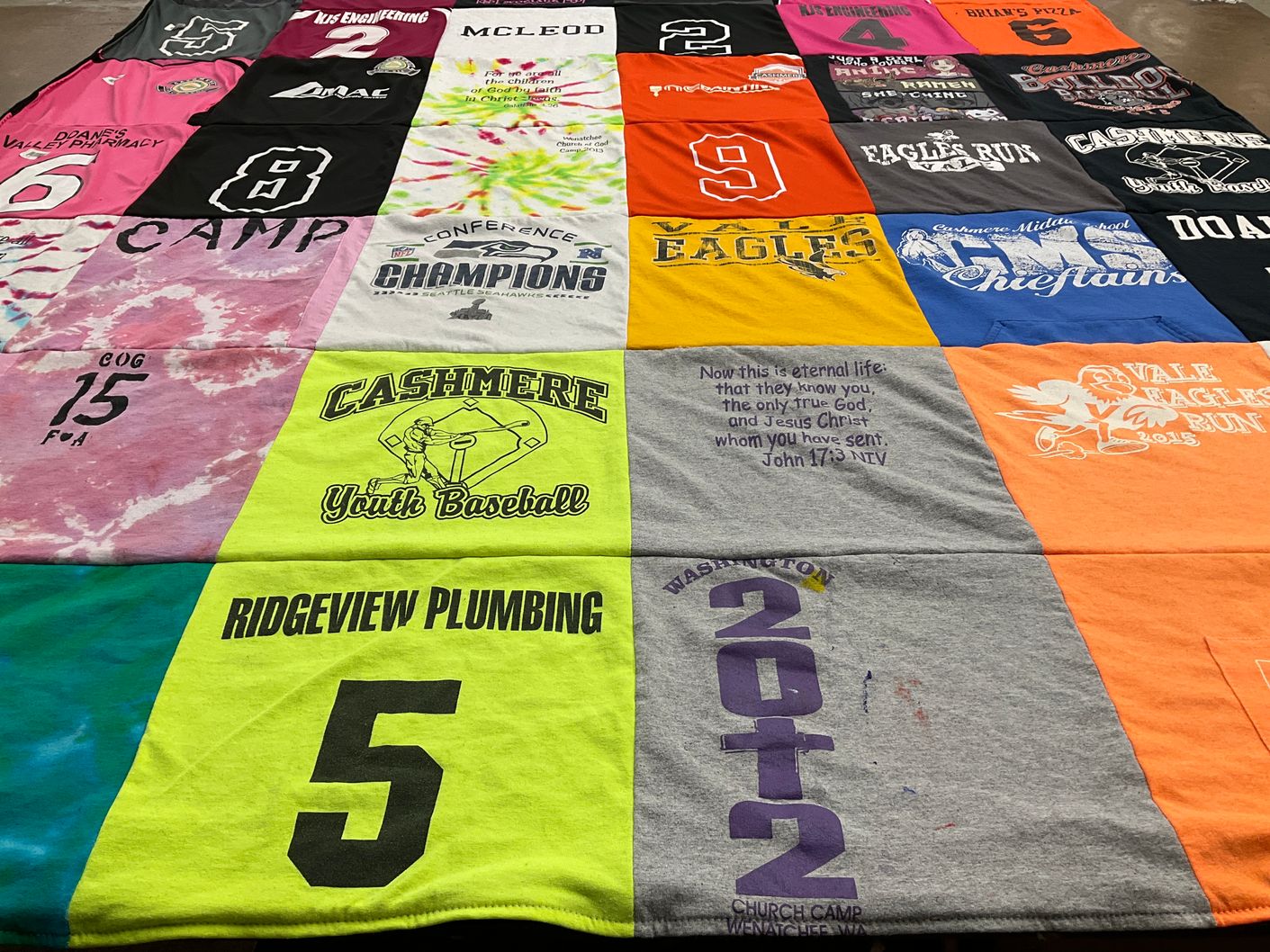 T-shirt quilt featuring valley eagles by Aimee from WA