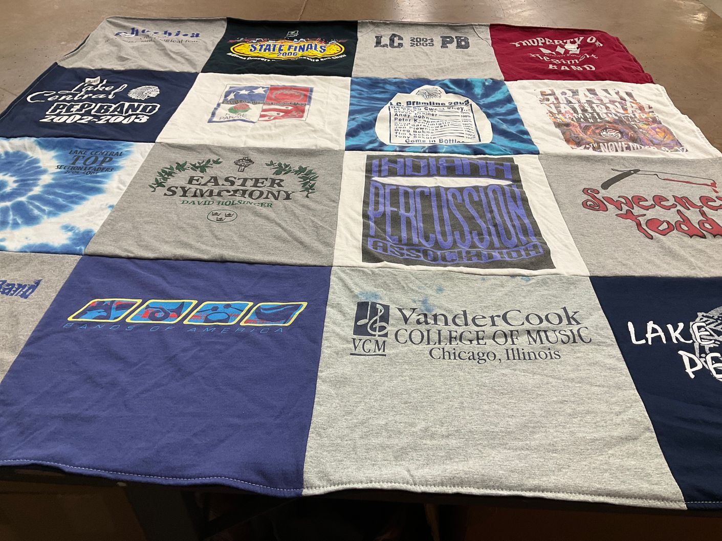 T-shirt quilt from lake central high school, vandercook college of music by Kimberly from MI