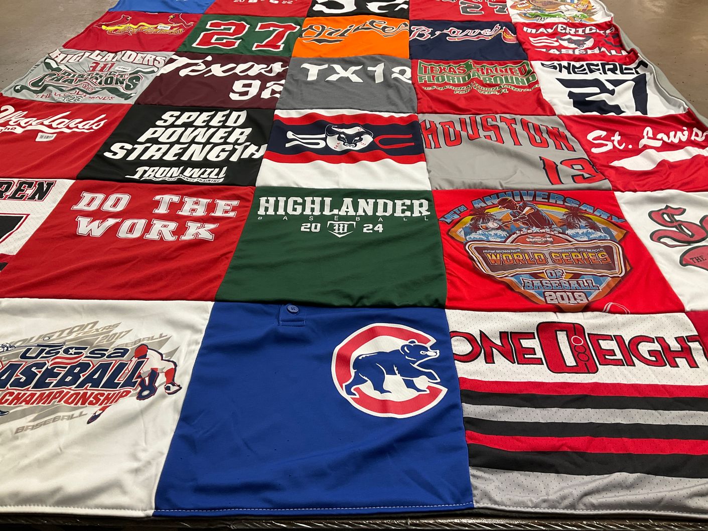 T-shirt quilt featuring highlander baseball by Rebekah from TX
