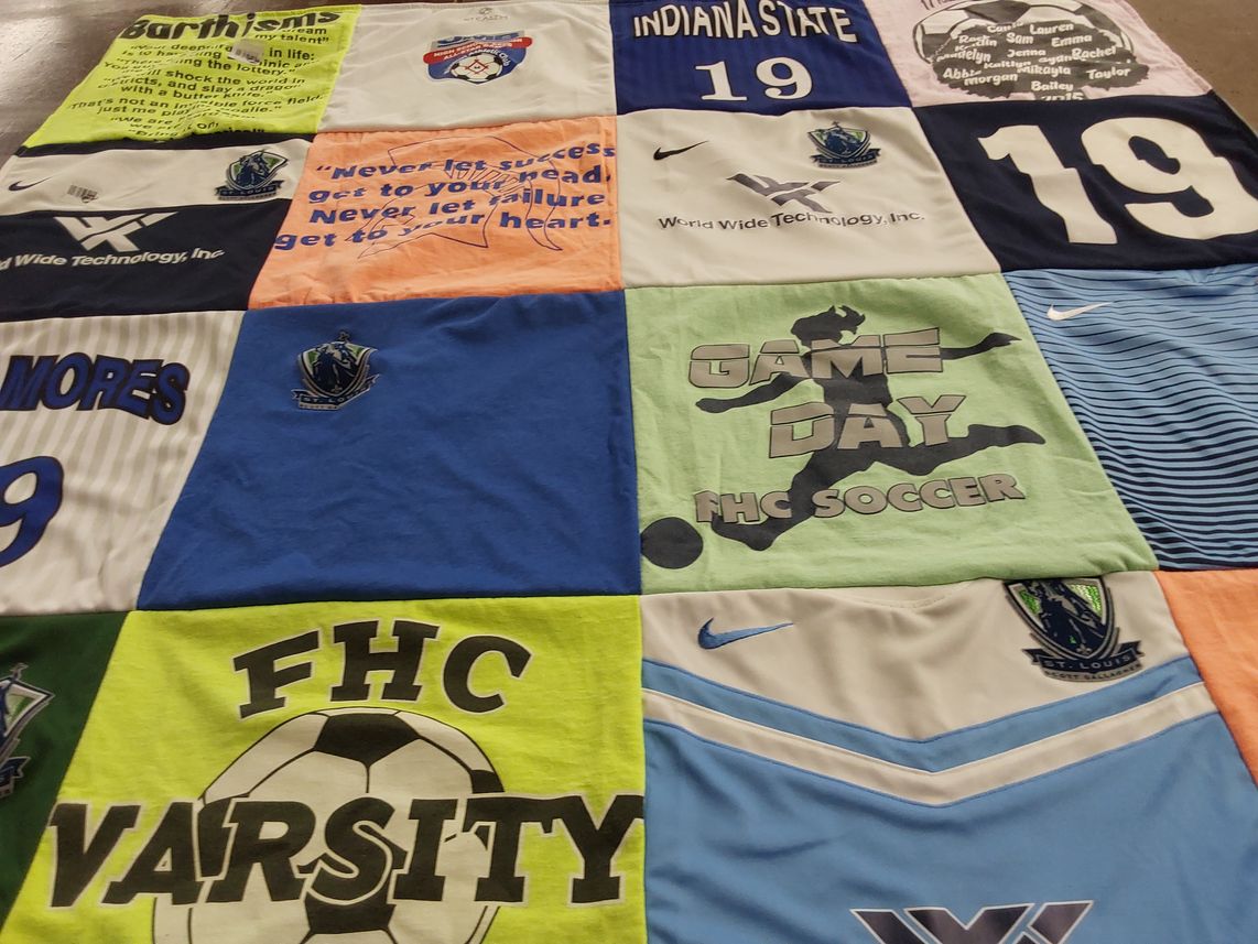 T-shirt quilt featuring fhc varsity soccer, st. louis unity soccer by Patricia from MO