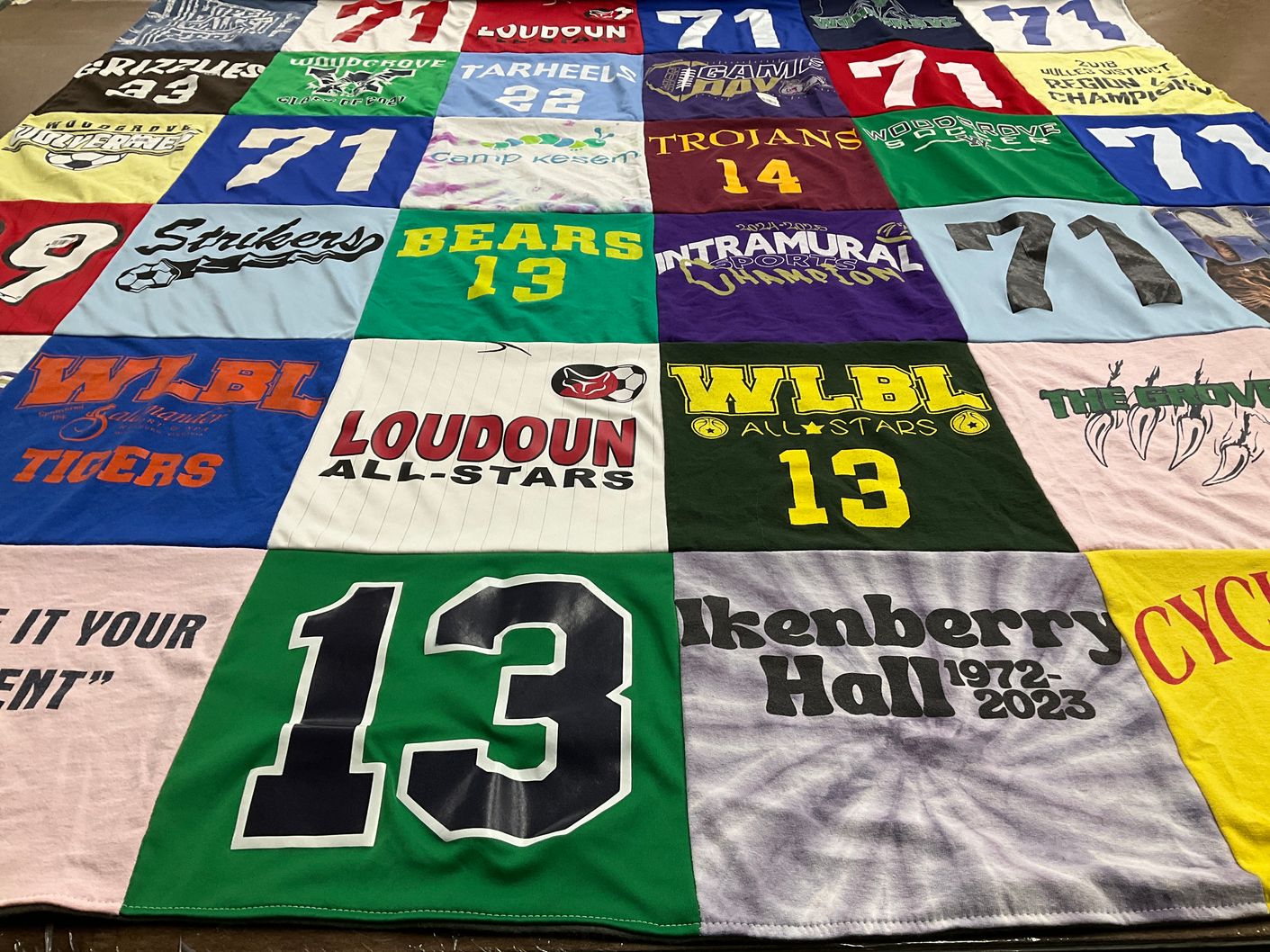 T-shirt quilt featuring loudoun all-stars, w1bl tigers by joanne from VA