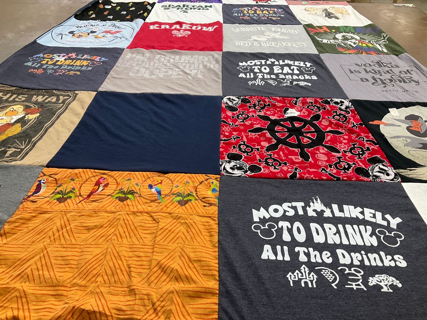 T-shirt quilt with disney, travel themes by Kevin from FL