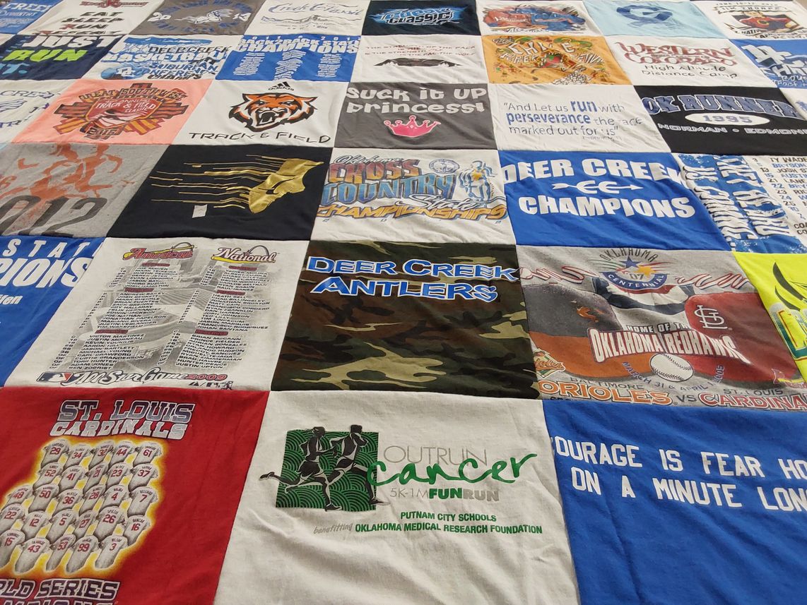 T-shirt quilt featuring st louis cardinals, oklahoma redhawks by Rebecca from TX