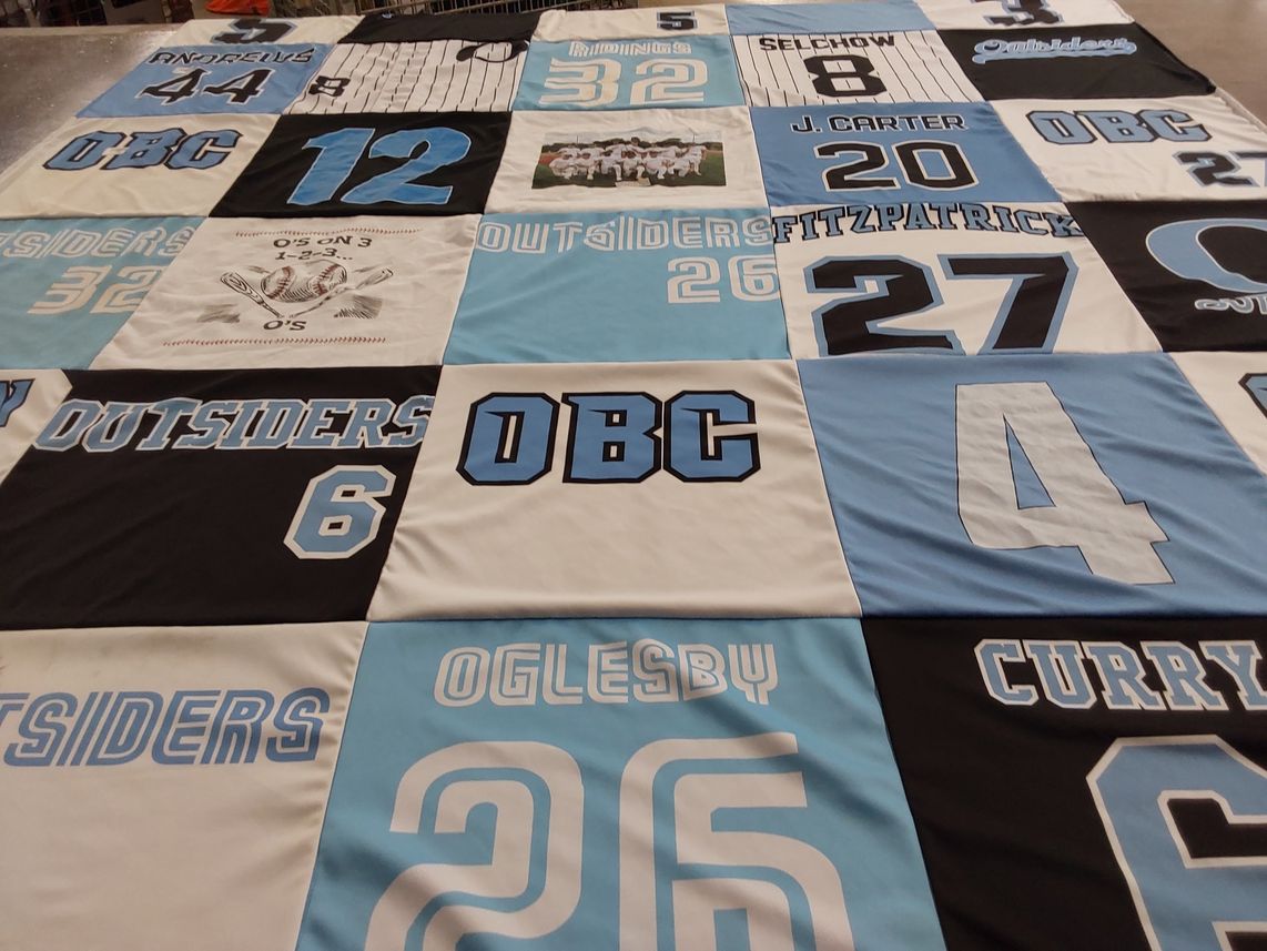 T-shirt quilt with baseball themes by Emily from TN