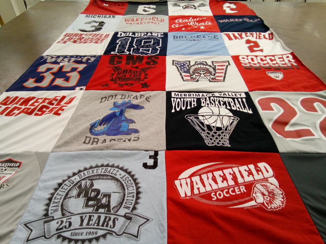 T-shirt quilt featuring wakefield lacrosse, wakefield basketball by vaneza from MA