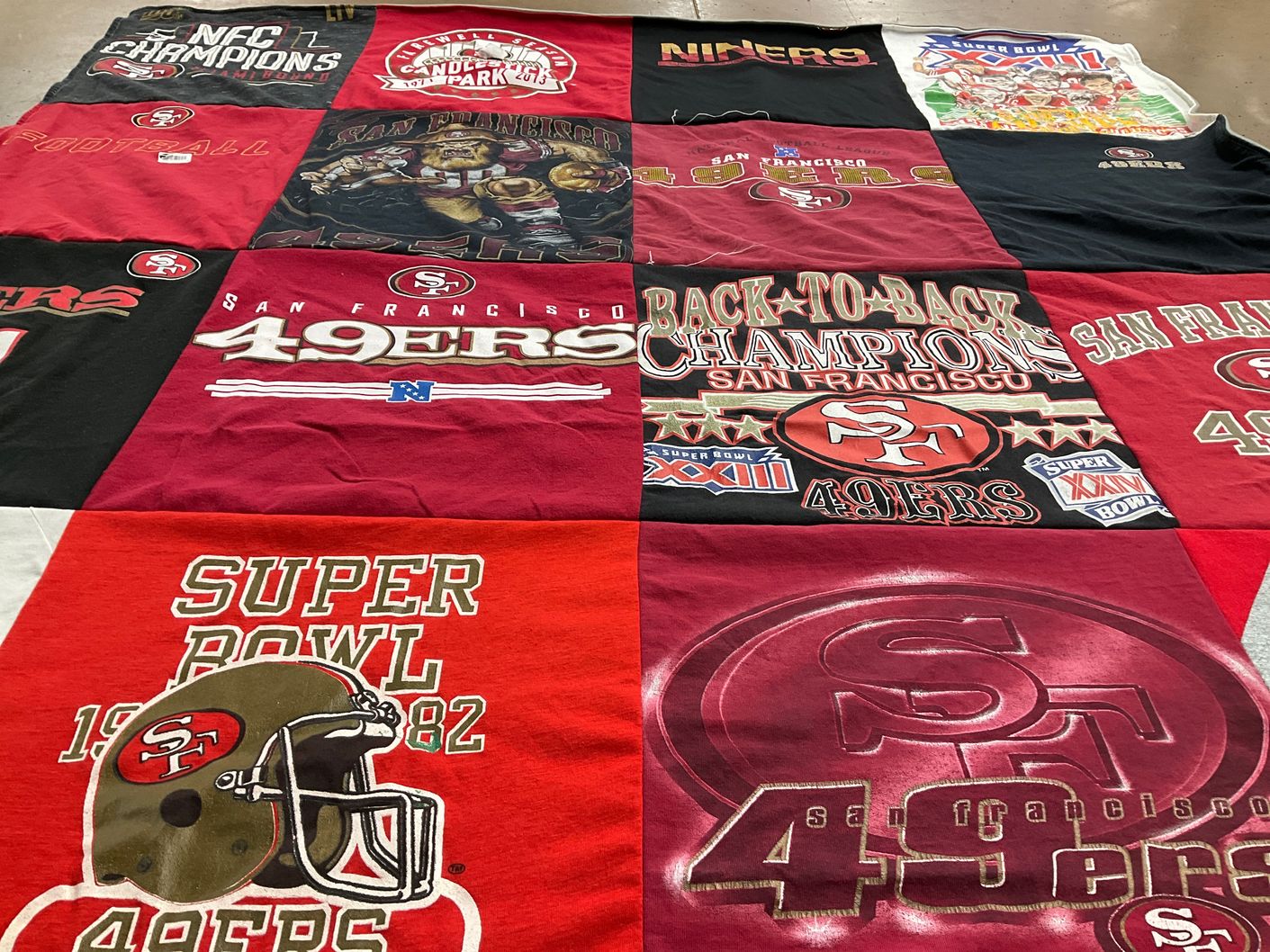 T-shirt quilt featuring san francisco 49ers by Julie from WY