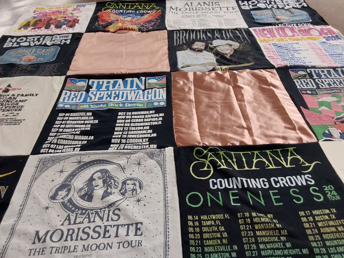 T-shirt quilt with music, concerts themes by AMANDA from CA