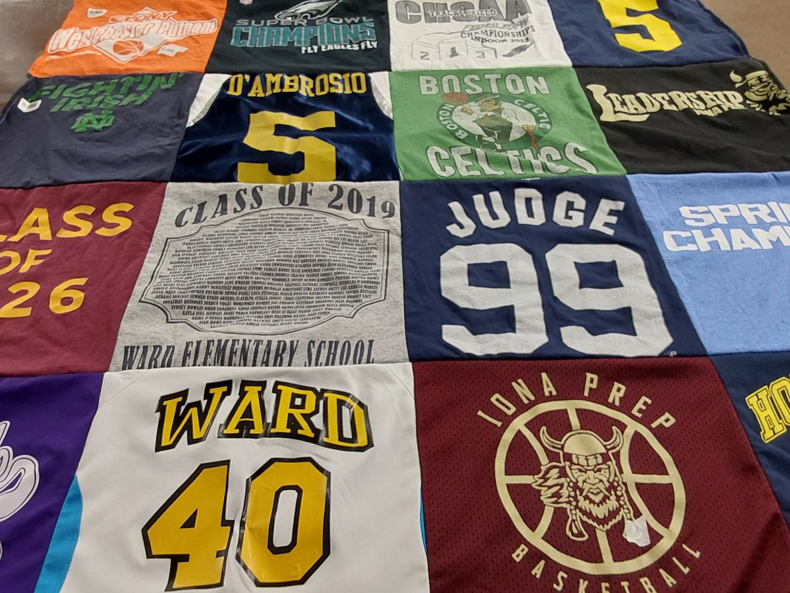 T-shirt quilt from iona preparatory school, ward elementary school by Angela from NY