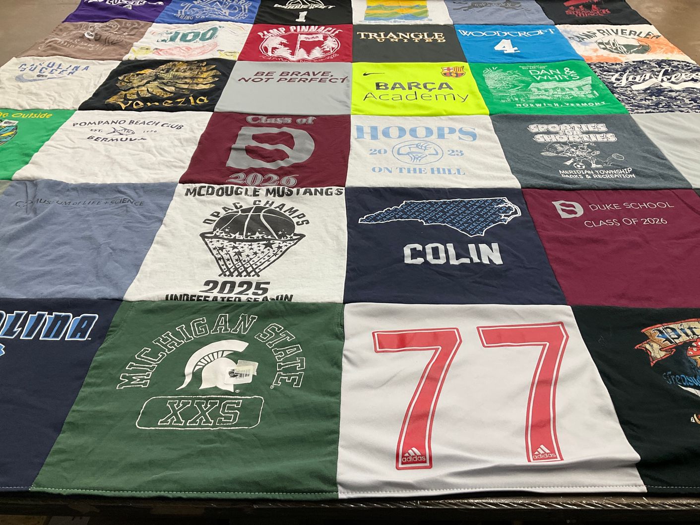 T-shirt quilt from duke school, michigan state university by Jennifer from NC