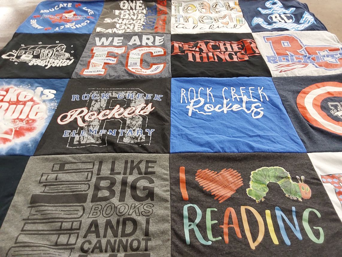 T-shirt quilt featuring rock creek rockets by Melanie from TN