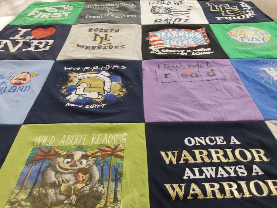 T-shirt quilt featuring warriors by Christine from NJ
