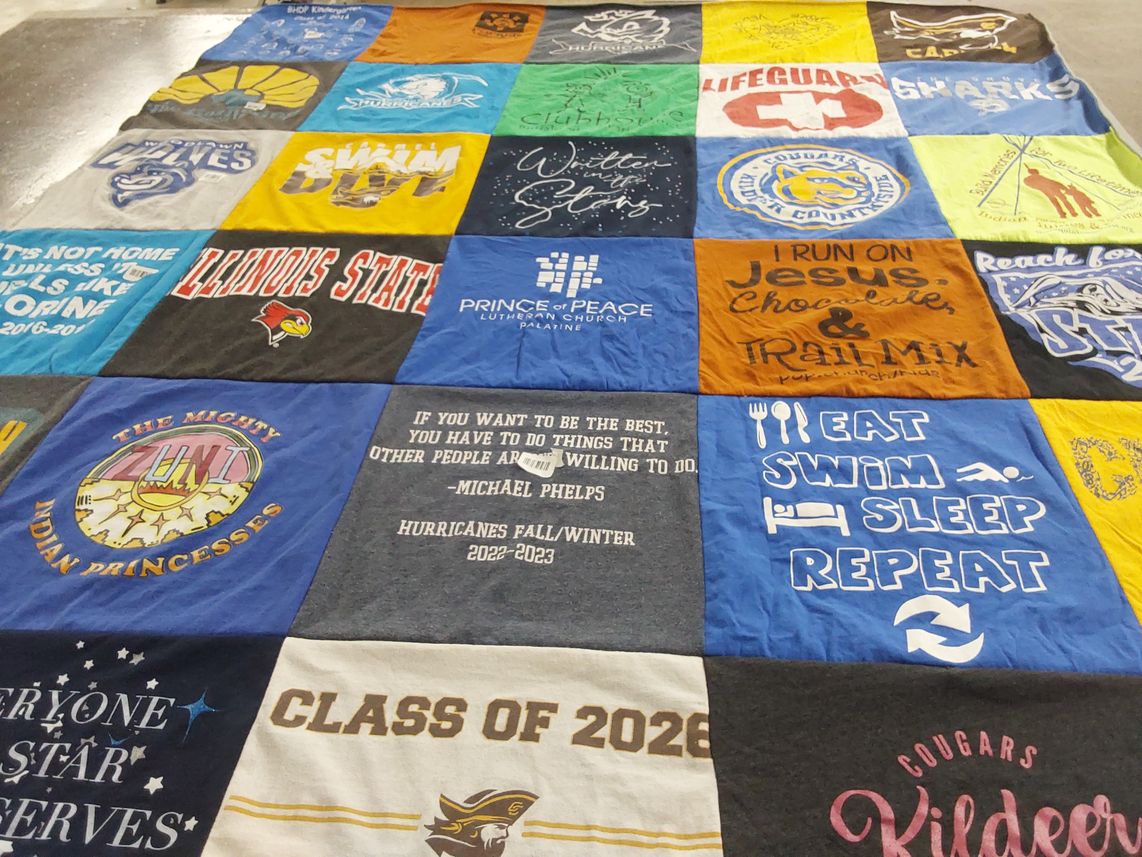 T-shirt quilt featuring cougars, indian princesses by Laurie from IL