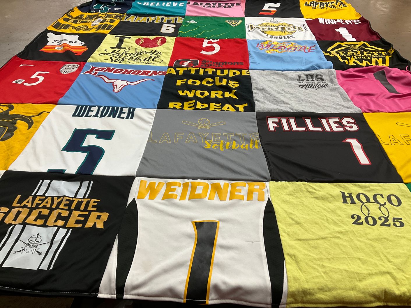 T-shirt quilt featuring lafayette high school soccer, lafayette high school softball by Megan from MO
