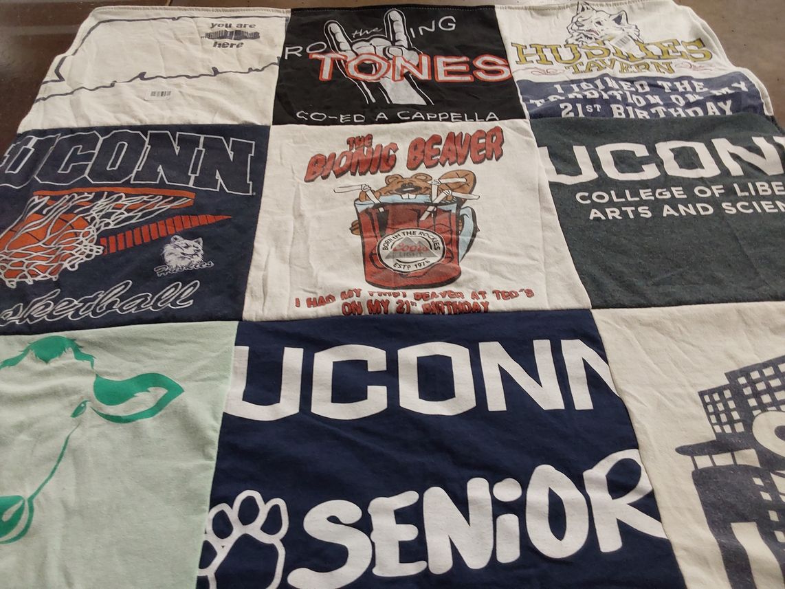 T-shirt quilt from university of connecticut by Kalliope from NY