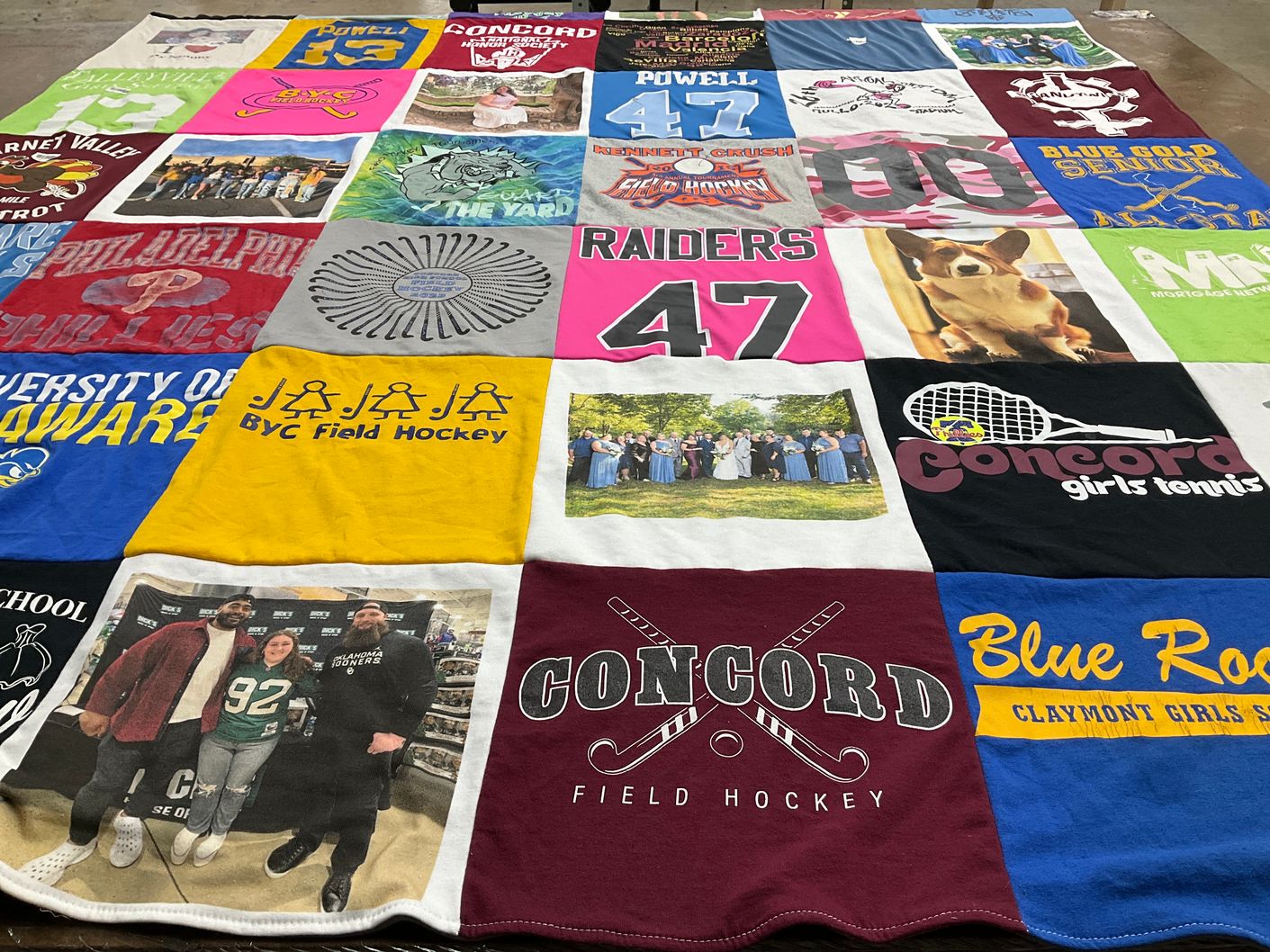 T-shirt quilt featuring claymont girls field hockey by Audra from DE