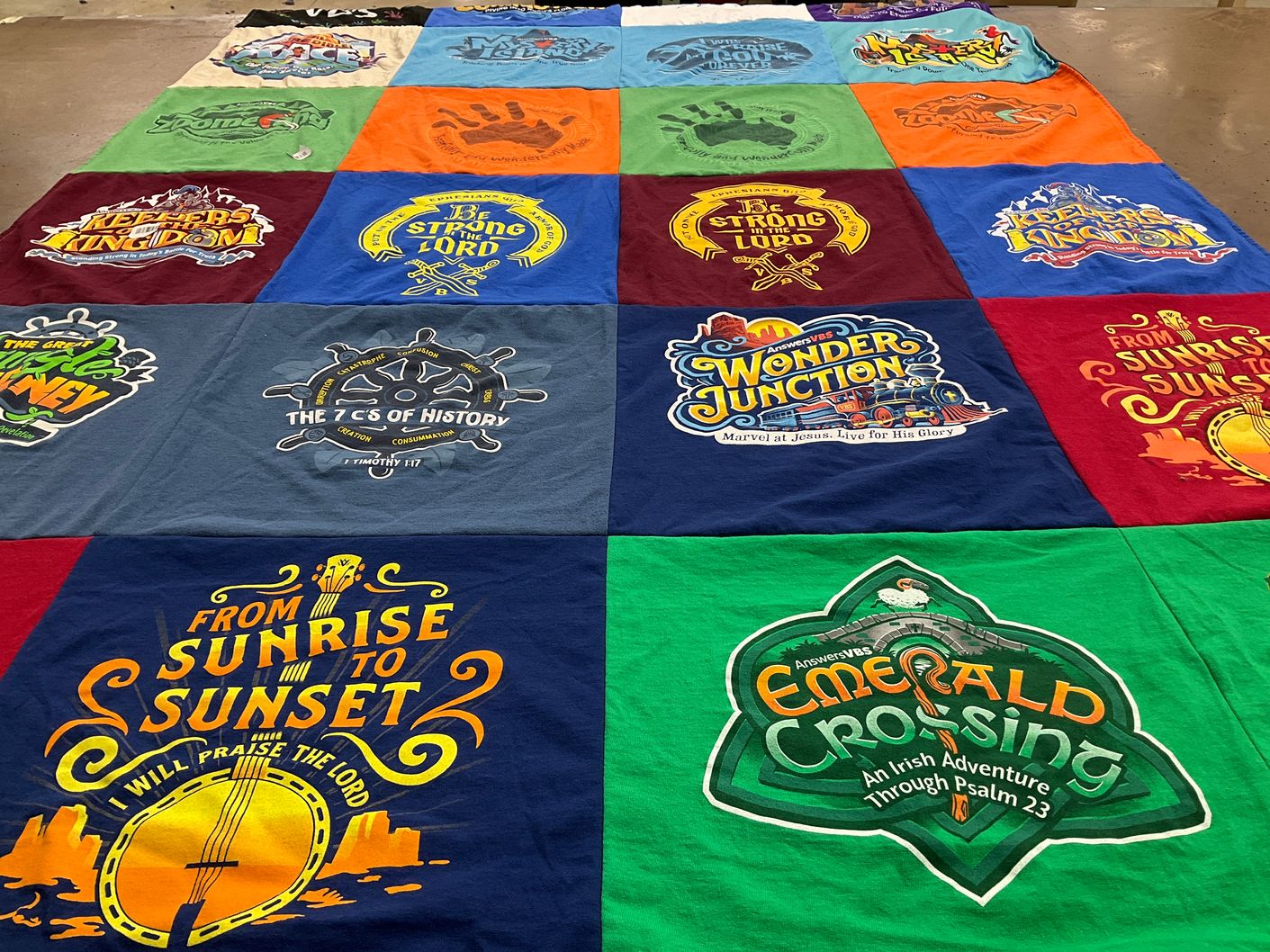 T-shirt quilt with religion, faith themes by Wendy from PA