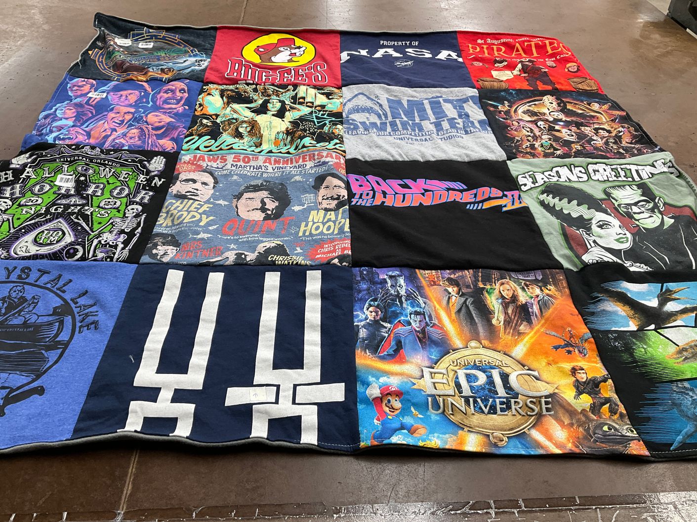T-shirt quilt with movies, horror themes by Sherri from PA