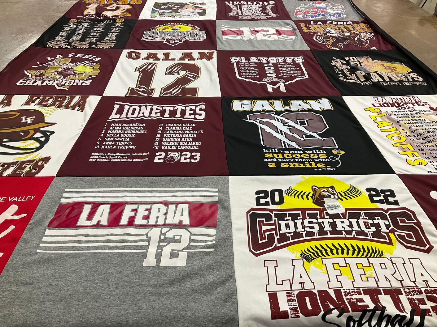 T-shirt quilt featuring la feria lionettes, la feria lions by Celina from TX