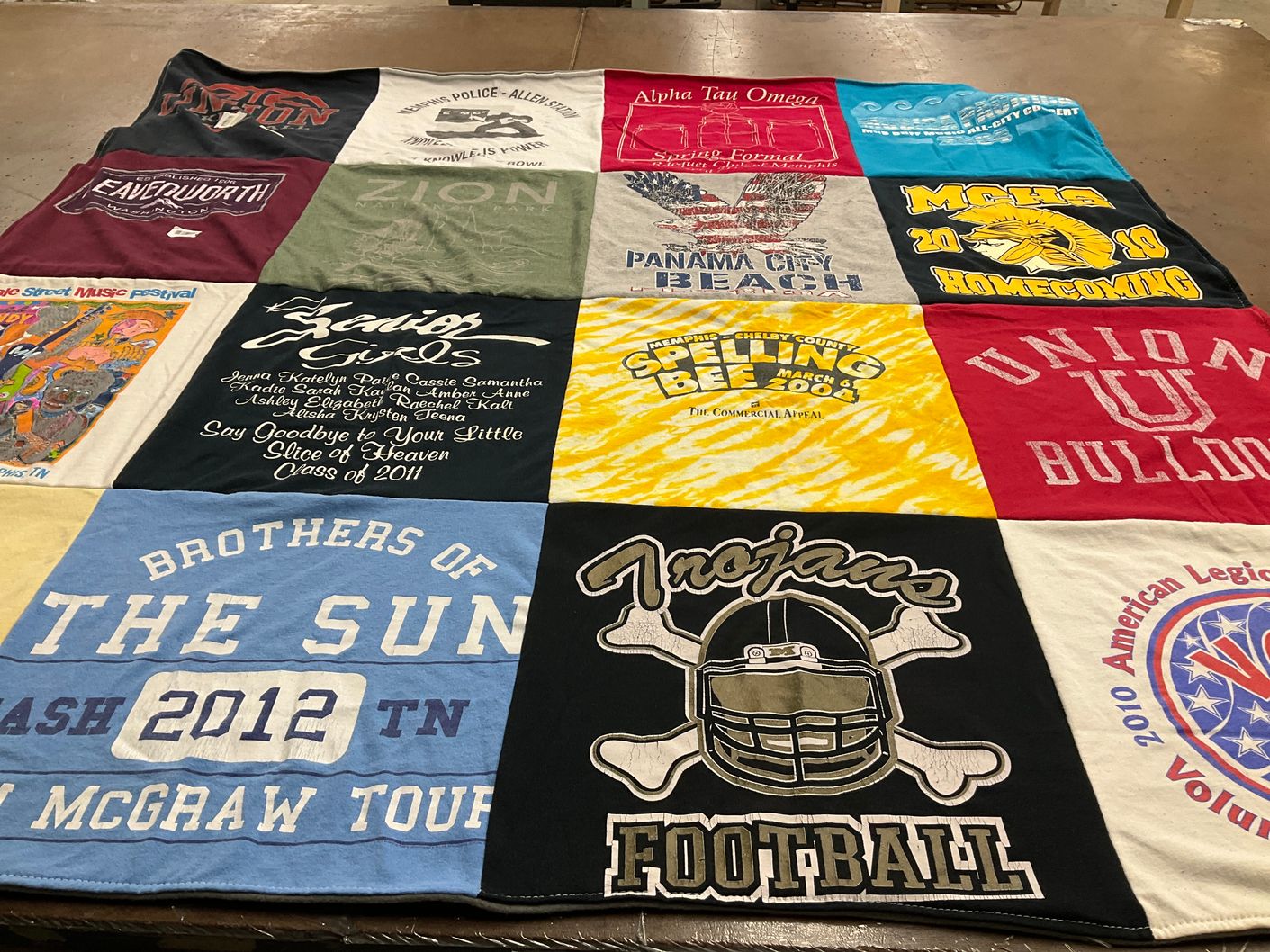 T-shirt quilt featuring memphis cholby county trojans by Ashley from TN