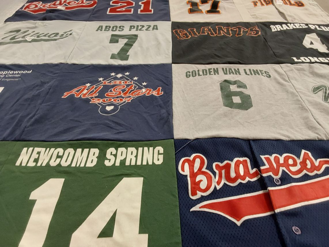 T-shirt quilt featuring braves, giants by Deanne from CO