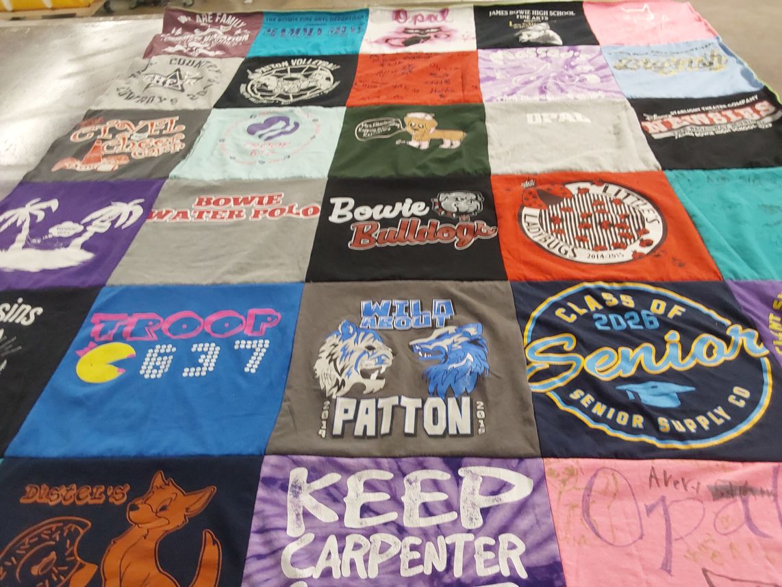 T-shirt quilt from james bowie high school by Stormy from TX