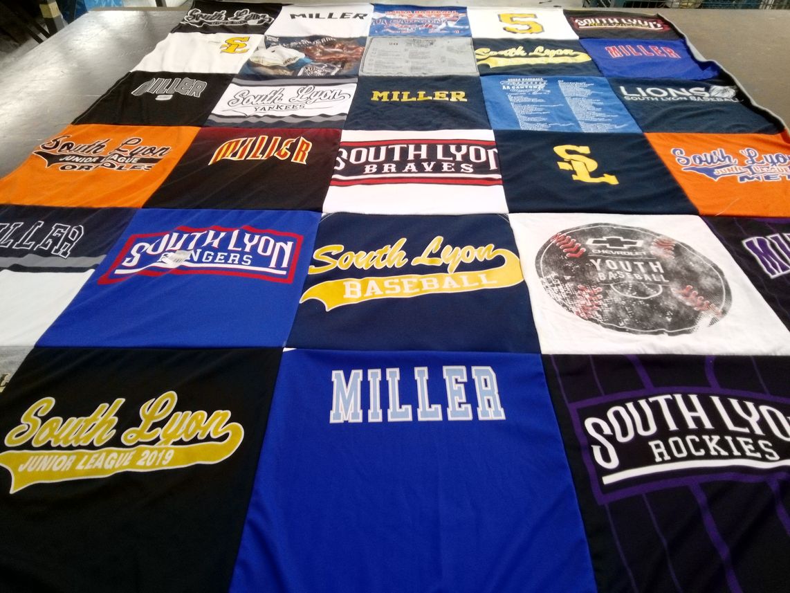 T-shirt quilt featuring south lyon braves, south lyon rangers by Carli from MI
