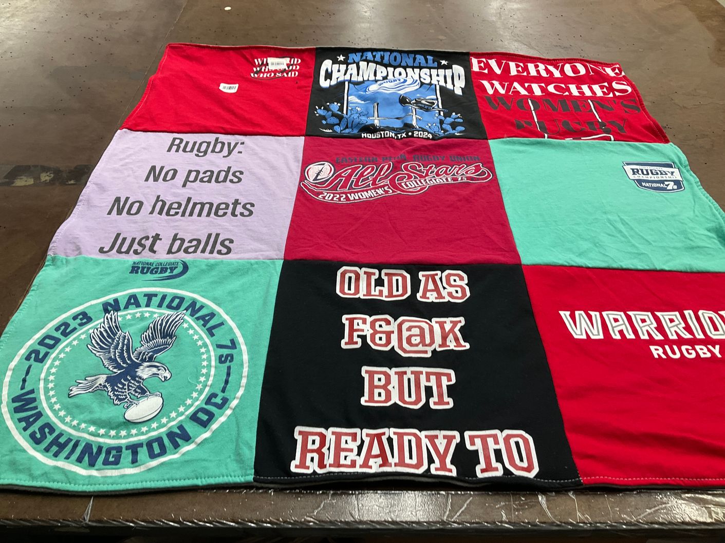 T-shirt quilt featuring warriors rugby by Lindsay from PA