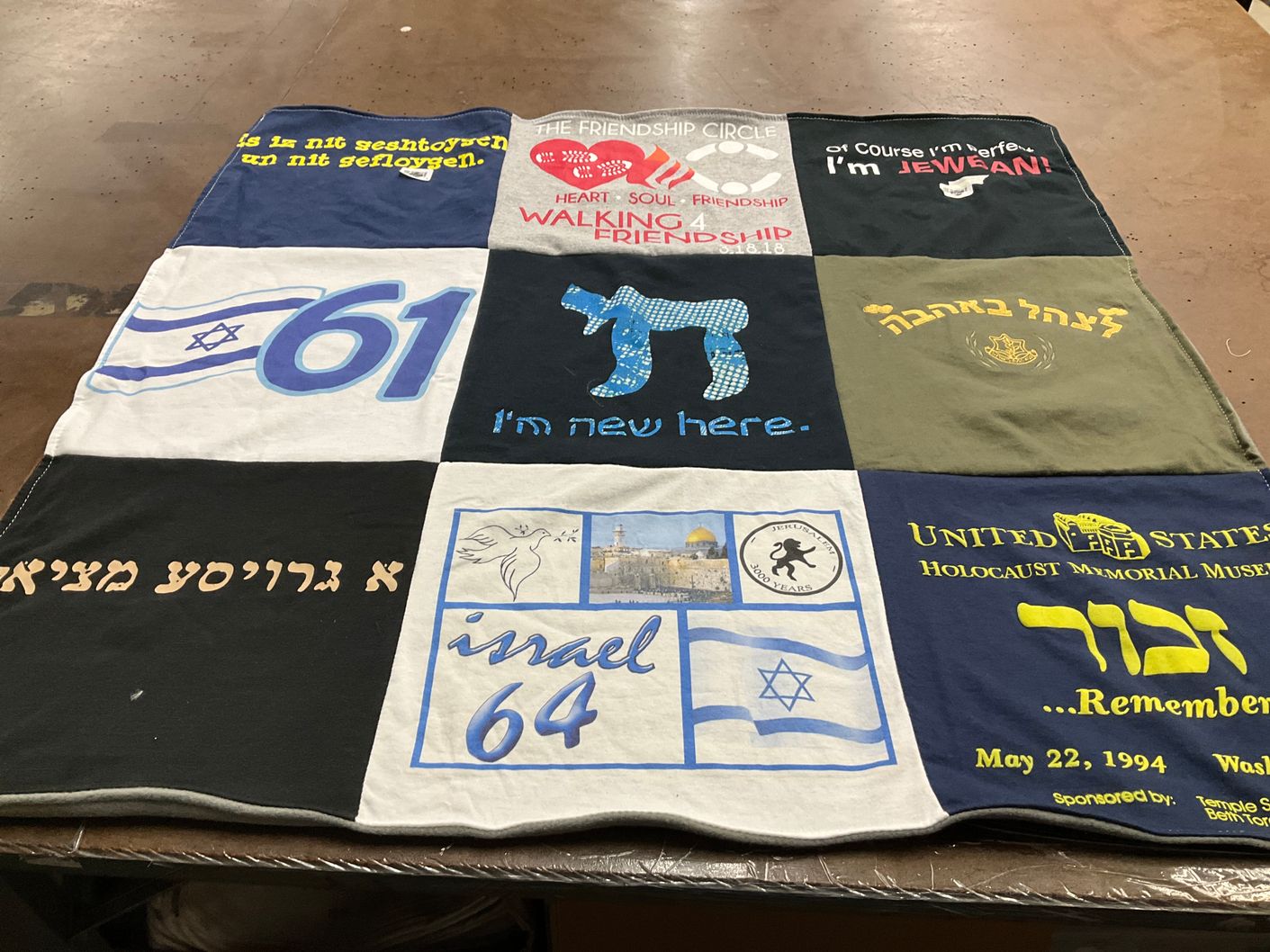 T-shirt quilt with judaism, cultural heritage themes by Lauren from FL