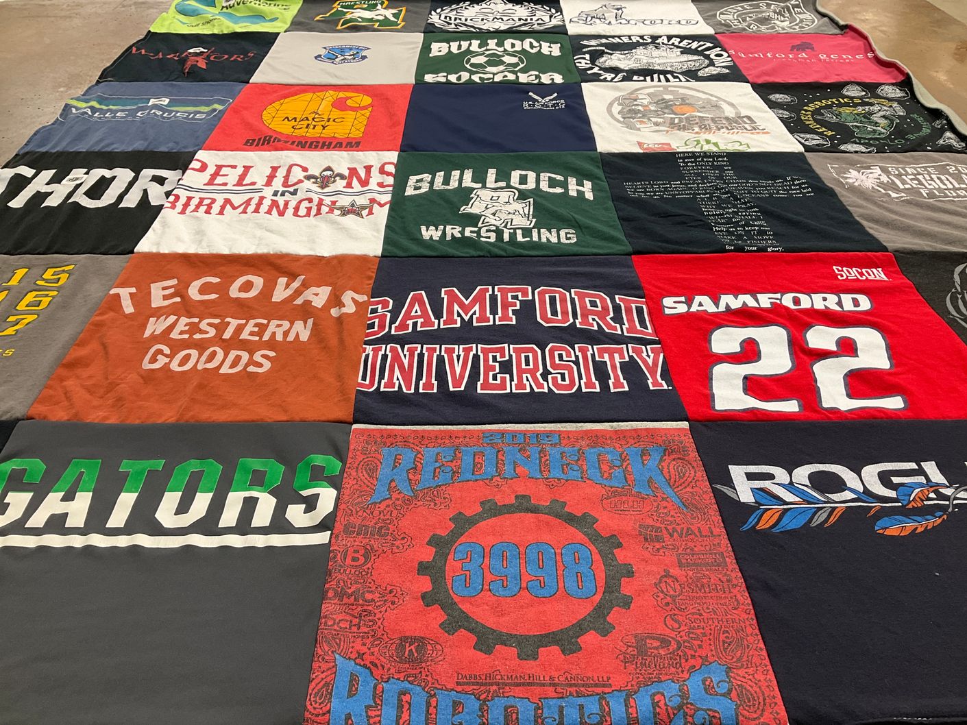 T-shirt quilt featuring bulloch wrestling, gators by JP from AL