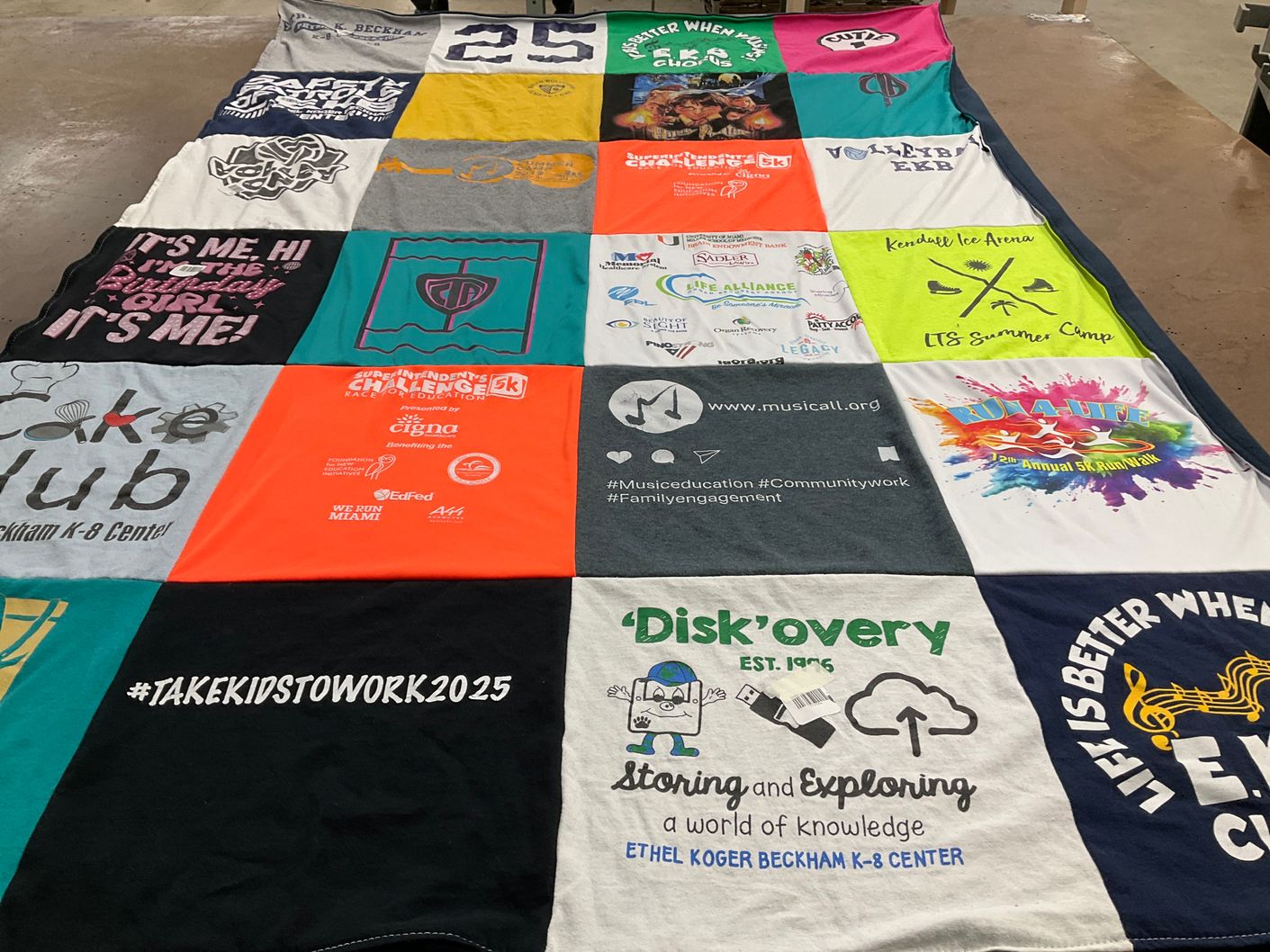 T-shirt quilt from ethal koger beckham k-8 center by Judith from FL