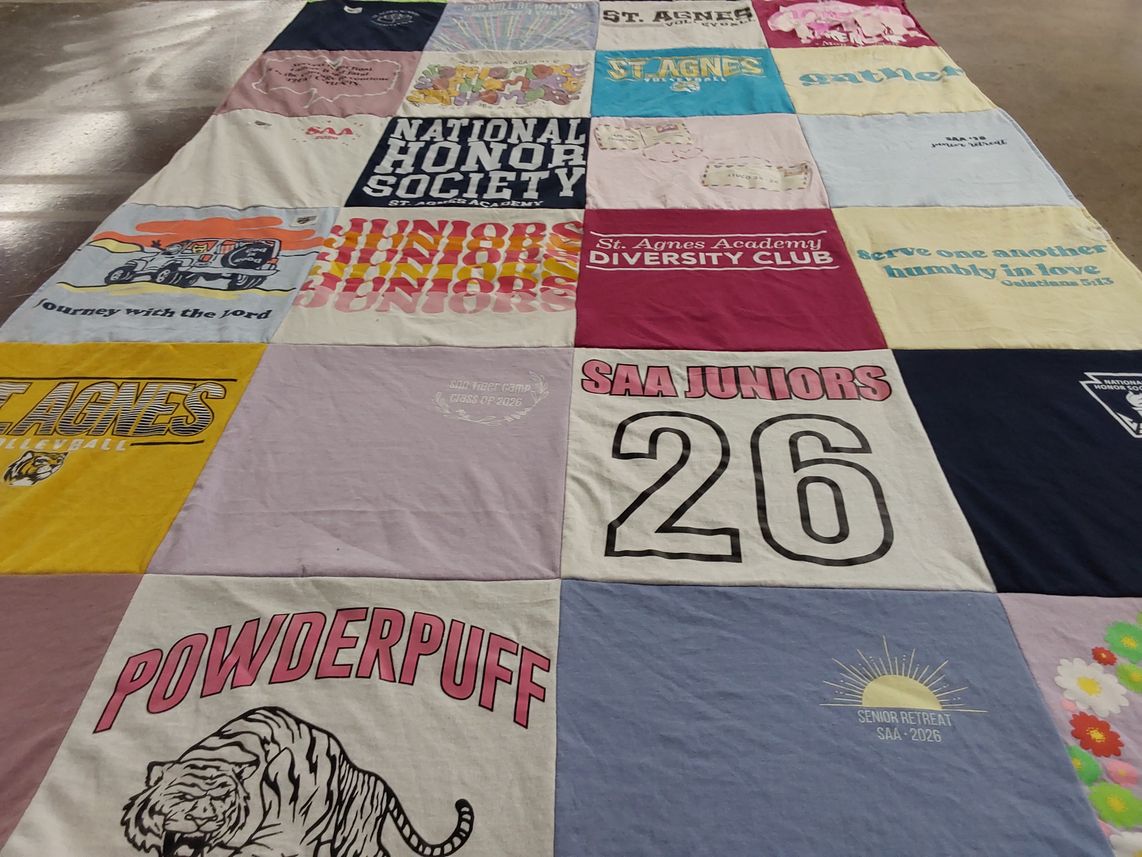 T-shirt quilt from st. agnes academy by Juliana from TX
