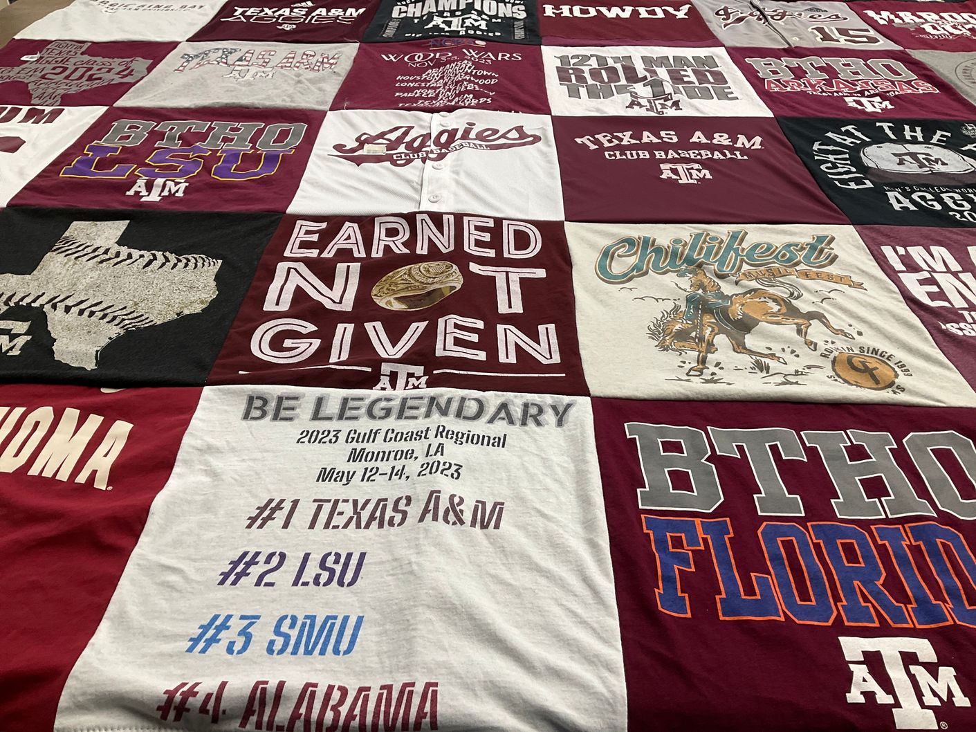 T-shirt quilt from texas a&m university by Sheila from TX
