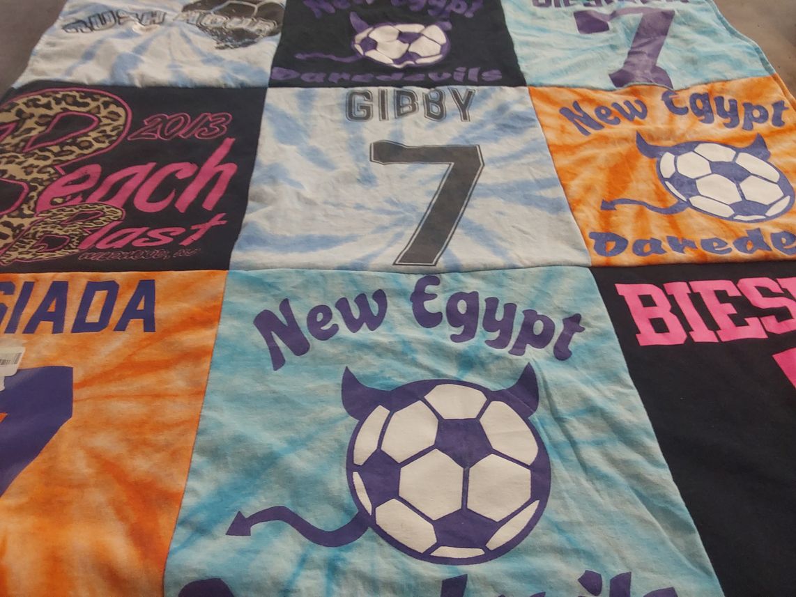 T-shirt quilt featuring new egypt soccer team by Gabby from NJ