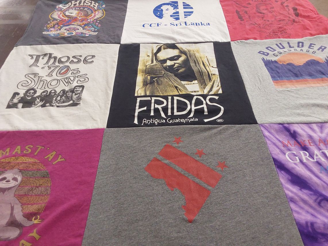 T-shirt quilt with music, festivals themes by Celeste from VA