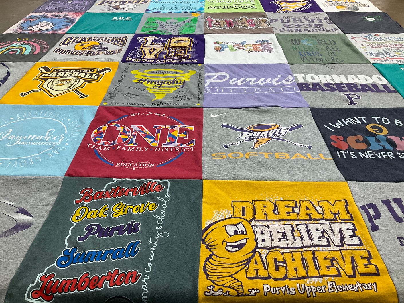 T-shirt quilt featuring purvis tornado baseball, purvis tigers softball by Richard from MS