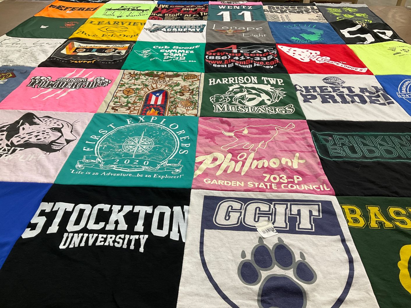 T-shirt quilt featuring harrison township mustangs, gcit by Alison from NJ