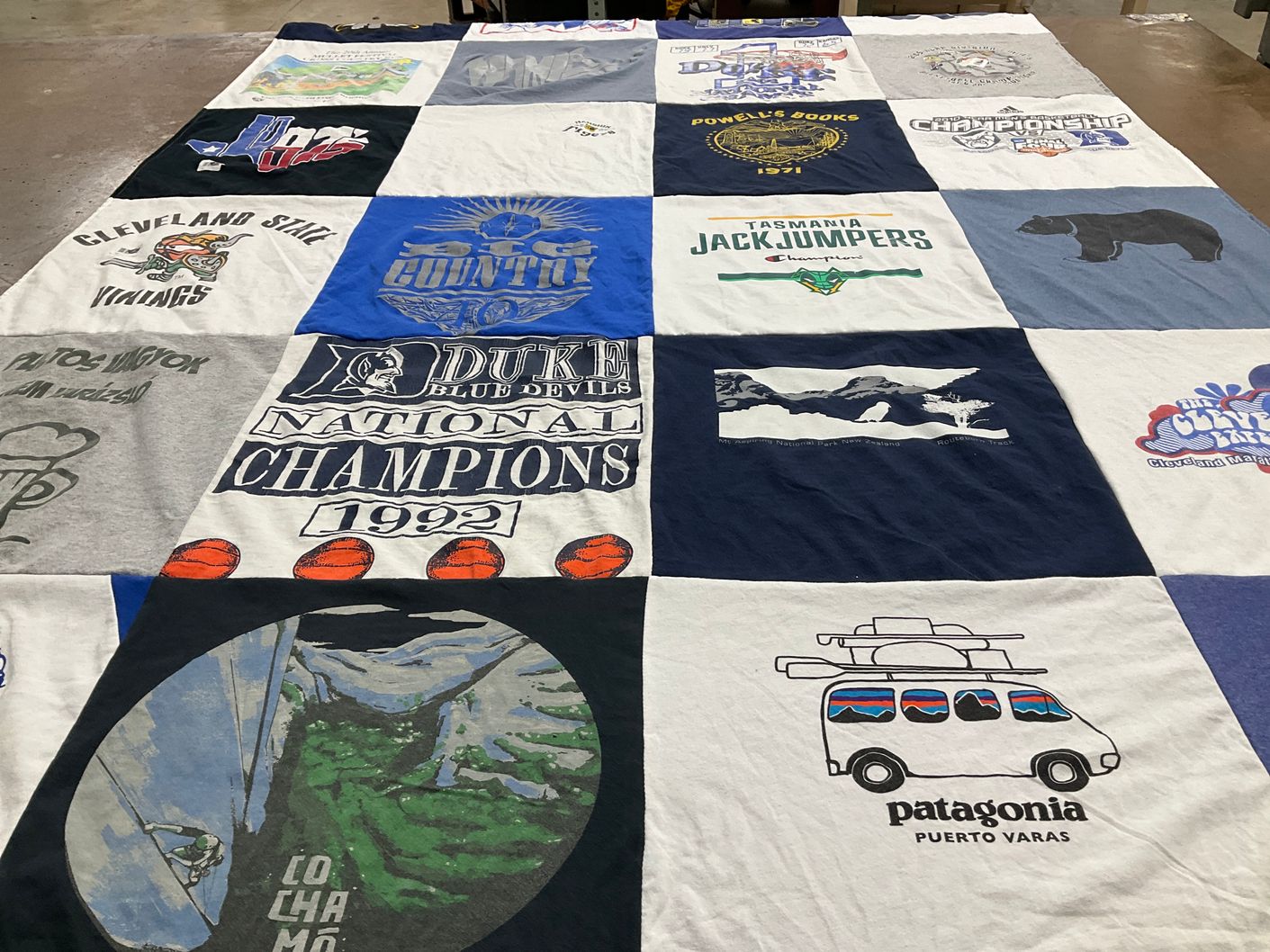 T-shirt quilt featuring cleveland state vikings, duke blue devils by Scott from MA