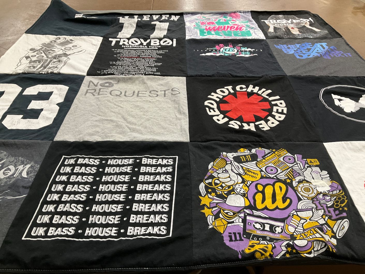 T-shirt quilt with music, dance themes by April from MO