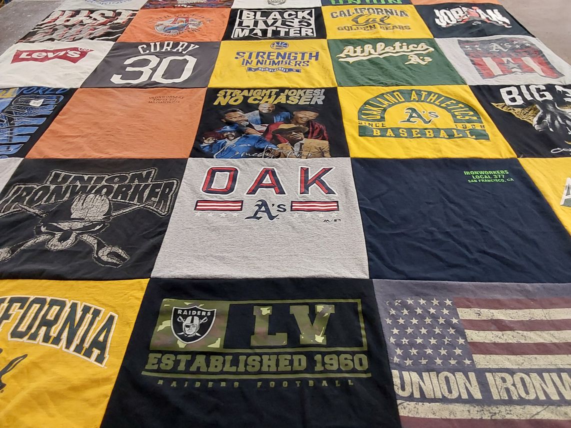 T-shirt quilt featuring oakland athletics, las vegas raiders by Taloria from CA