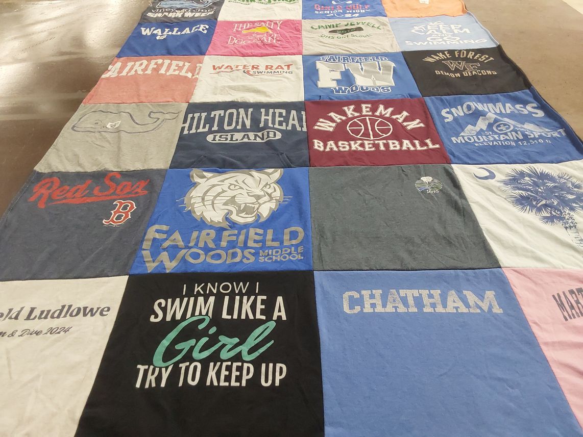 T-shirt quilt from fairfield woods middle school, wakeman school by Marianne from CT