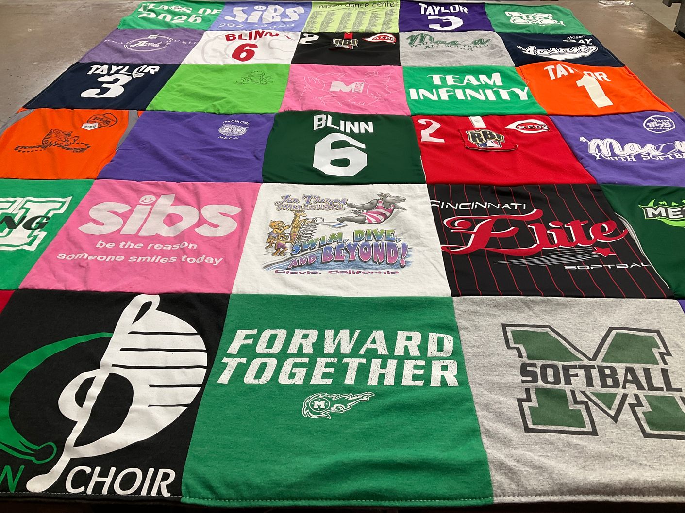 T-shirt quilt featuring cincinnati elite softball by Annie from OH