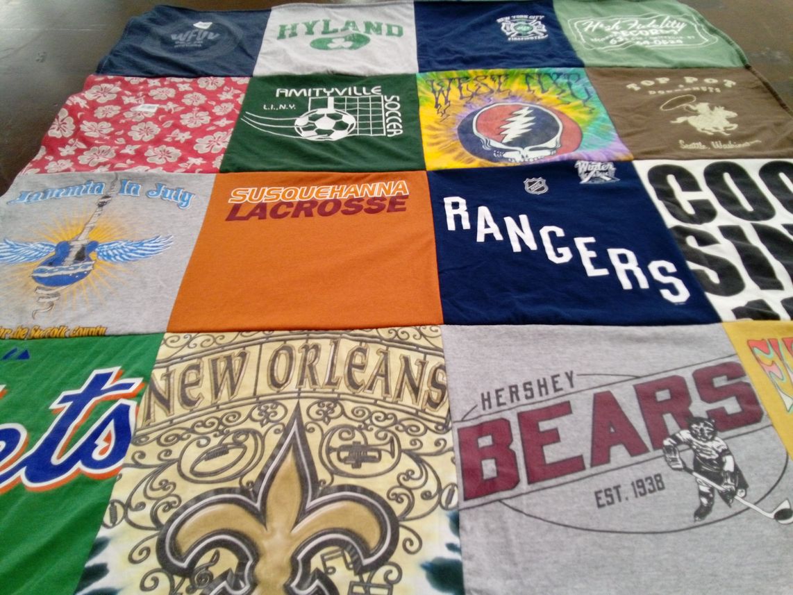 T-shirt quilt featuring hershey bears, new york mets by Chloe from NY