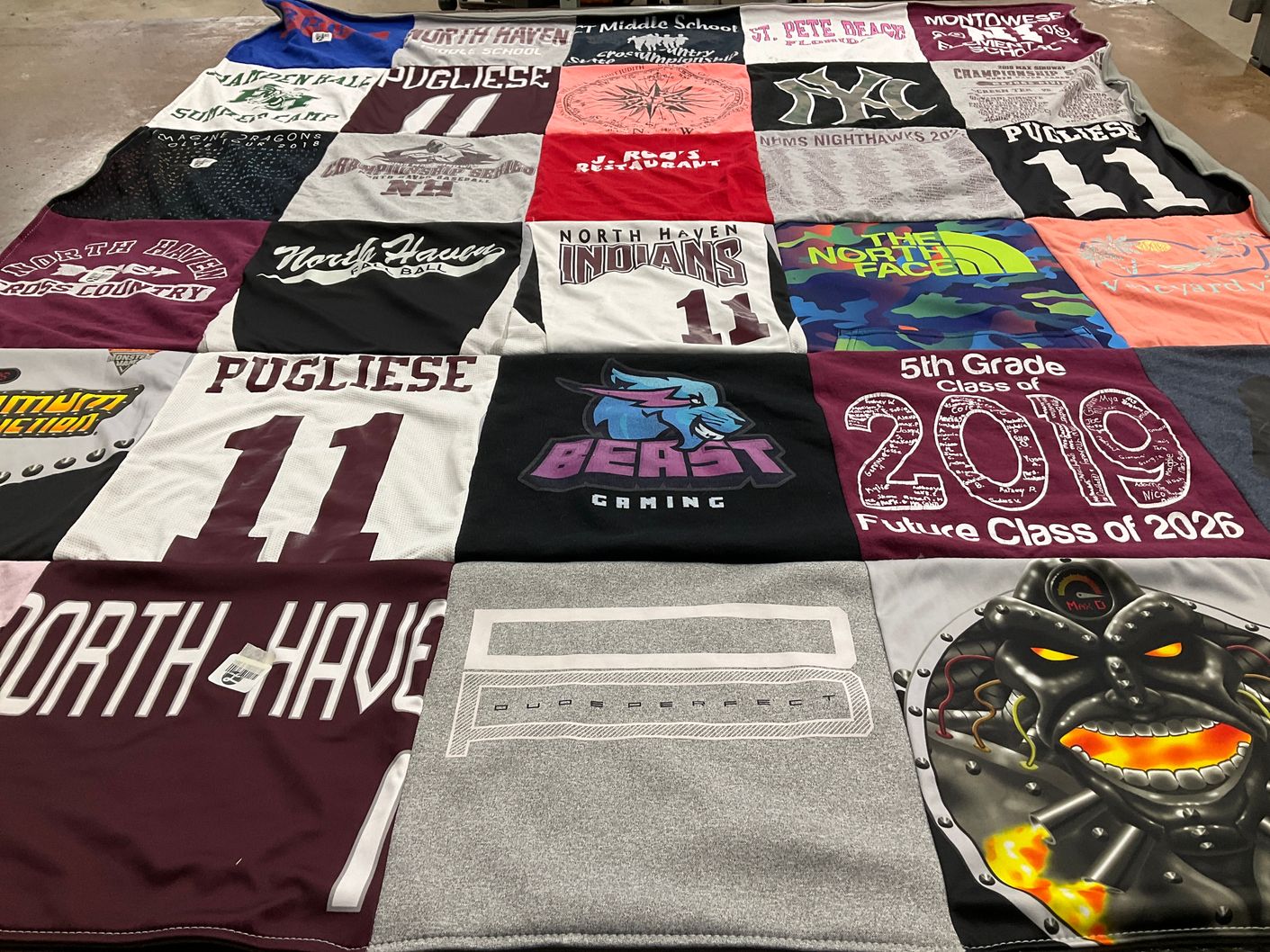 T-shirt quilt featuring north haven indians, north haven nighthawks by Jennifer from CT