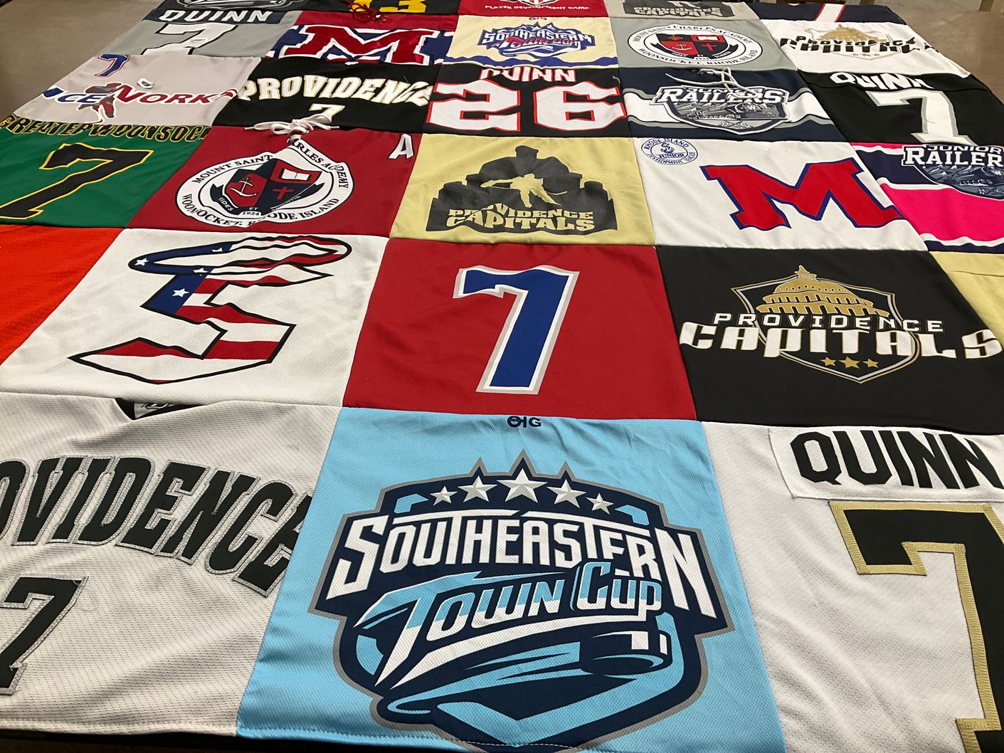 T-shirt quilt featuring providence capitals, junior railers by Joanne from RI