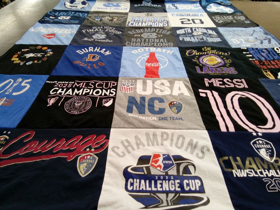 T-shirt quilt featuring north carolina courage, duke bulls by Karen from NC