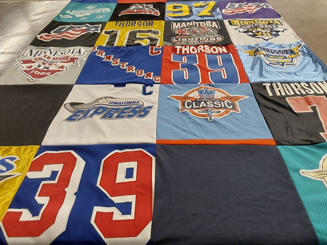 T-shirt quilt featuring owatonna express by Cory from MN