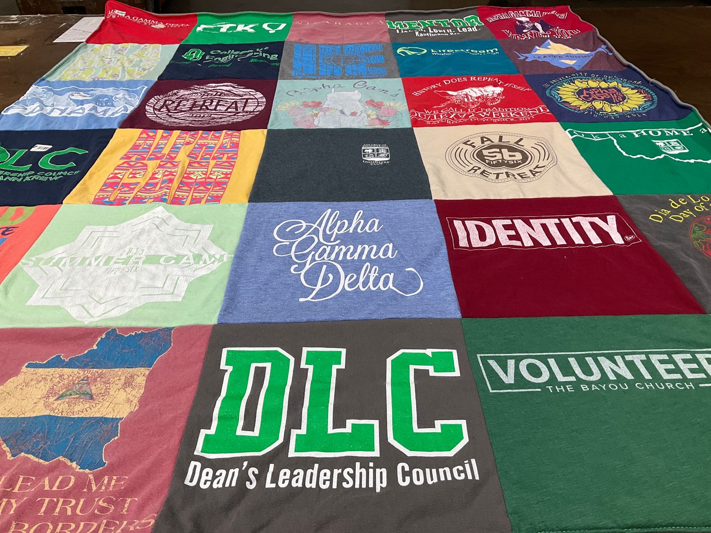 T-shirt quilt with leadership, volunteering themes by Kailen from OK